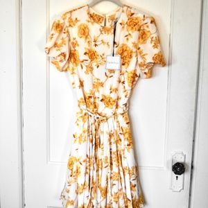 Premier Amour Short Sleeve Floral Fit + Flare Dress